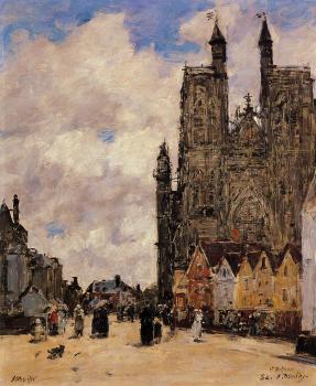 Eugene Boudin : Abbeville, Street and the Church of Saint-Folfran